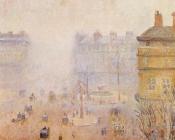 卡米耶 毕沙罗 : Place du Theatre Francais, Foggy Weather